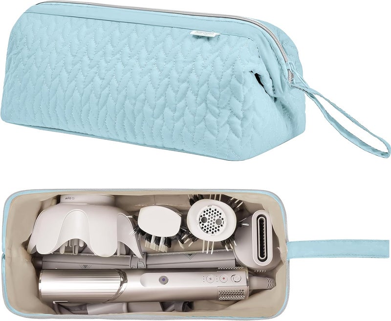 KarSyon Shark Flex Style Case for Airwrap Hair Dryer Brush Revlon Hair Tools Travel Bag Carrying Case Flat Curling Iron Organizer (Light Blue) - Image 1